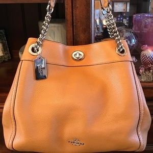 Coach Edie Turnlock Shoulder Bag, Light Saddle